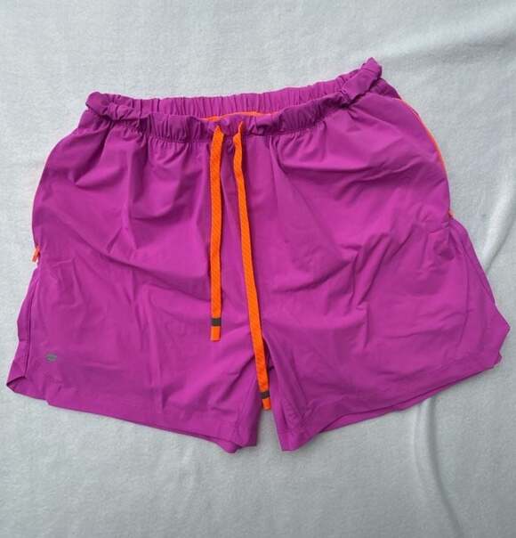 Fabletics Pants - Fabletics Lined Athletic Running Shorts in Purple with Neon Orange Drawstring